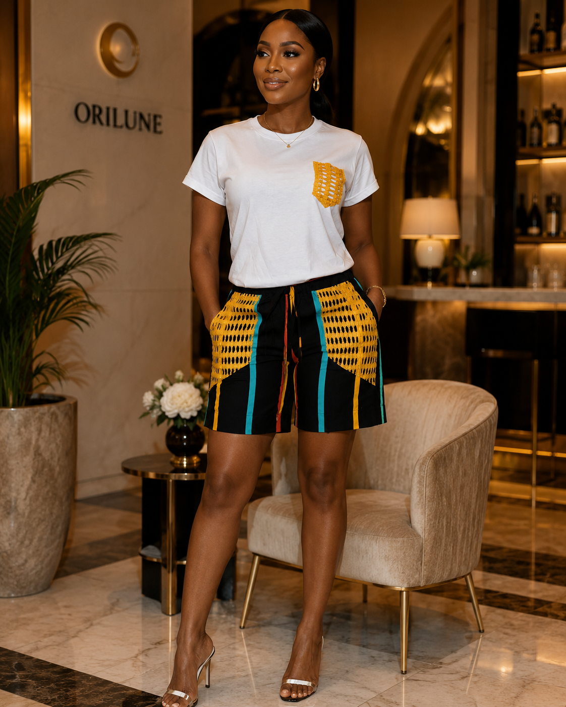 Midnight Contrast Pocket Shorts by Orilune